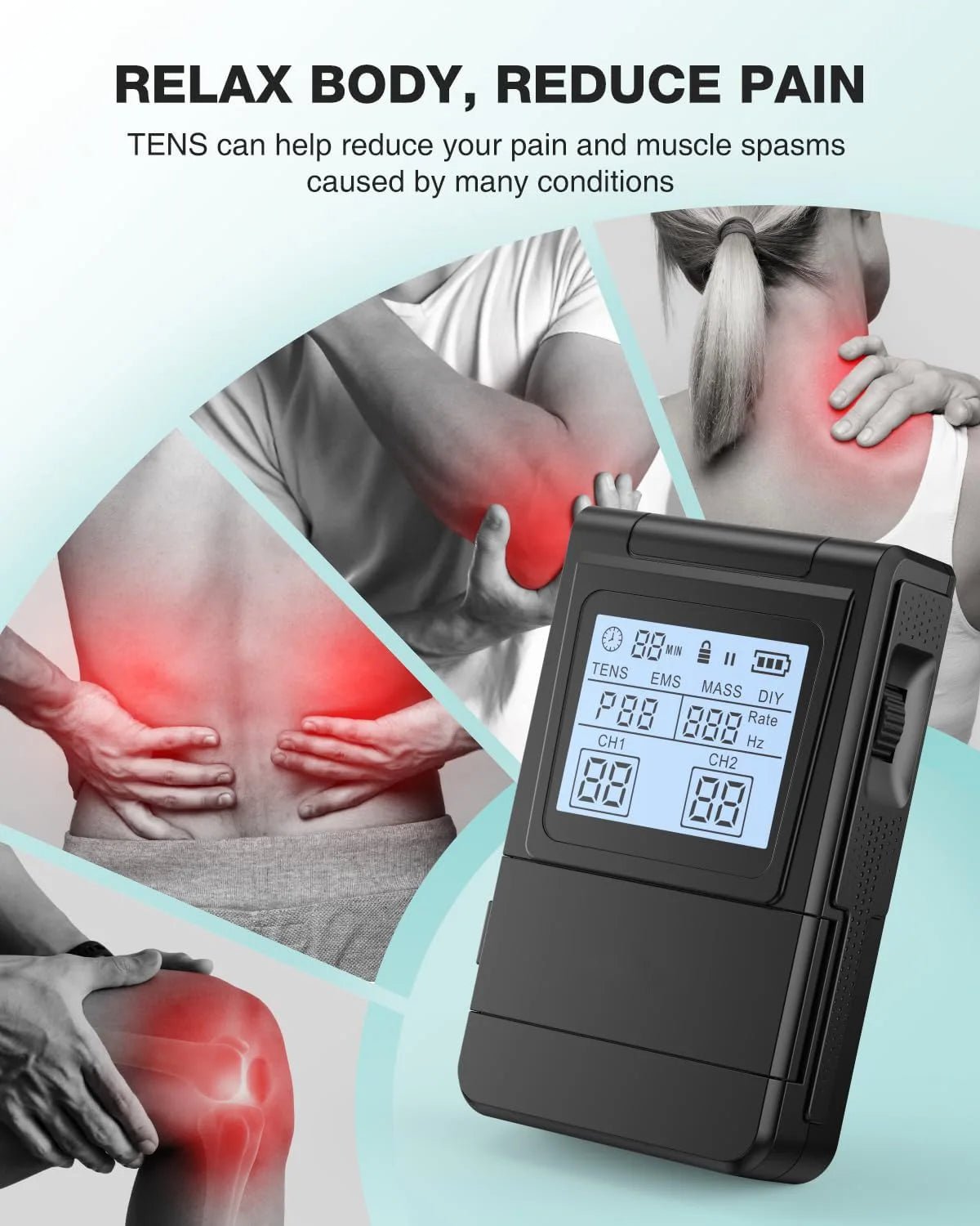 Dual Channel Tens Ems 4 - in - 1 Pain Relief Therapy Device - Ruby's Vault